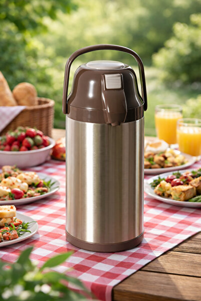 Porsima 2008 Çift Kat Paslanmaz Çelik Termos Çay Termosu Su Termosu 3,5lt Kahve