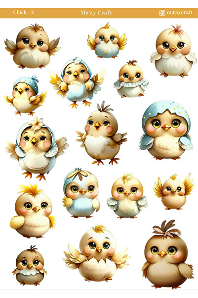 MirayDesign 1 Foaie de autocolante cu tematică pui de găină – Jurnal și Plani...