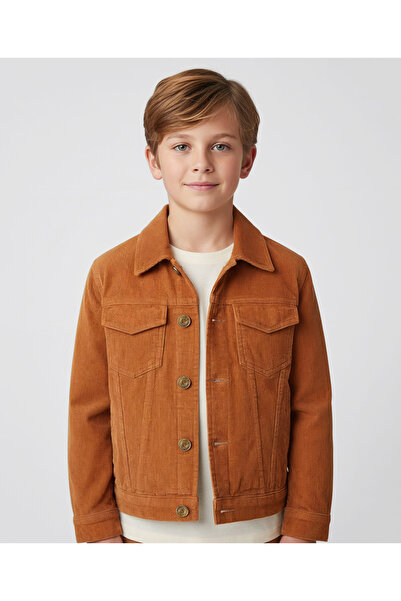 Pine kids جاكيت قطني منسوج بأكمام طويلة بلون كاكي