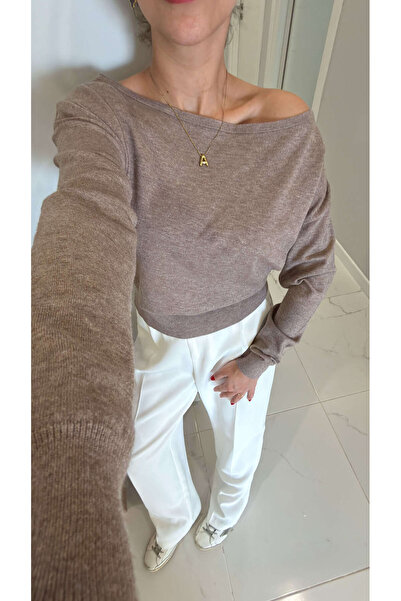 BİRCANÇİL Roddi Beige One-Shoulder Open Knitwear