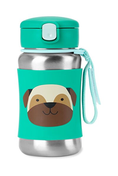 Skip Hop Zoo Stainless Steel Straw Bottle - Pug - 350ml