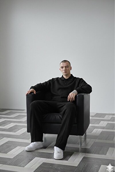 NO 601 Men's Black Roberto Top and Bottom Set