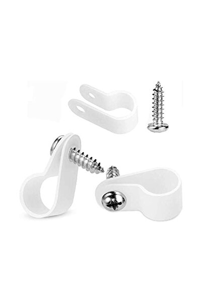 JZS Cable Clips P Style Mounting Wire Clips with Screws White 100 Pack