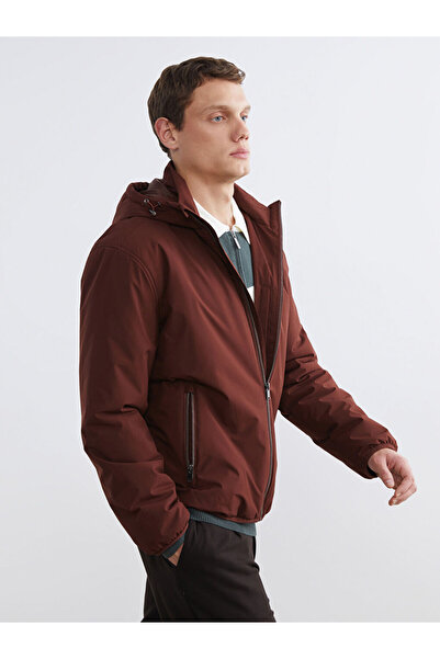 LC Waikiki Κόκκινο Standard Fit με κουκούλα Ανδρικό Παλτό