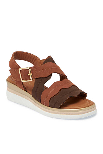 Tergan Taba Hakiki Nubuk Deri Kadın Sandalet - K25Y1SN67855-G99