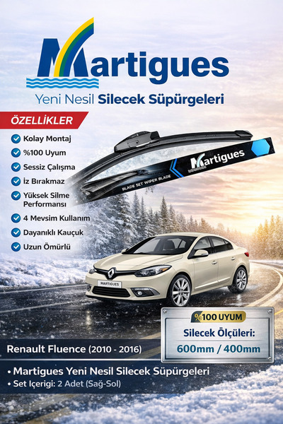 MARTIGUES Renault Fluence Uyumlu Silecek 2010 2018 Silecek Takımı Araca Özel