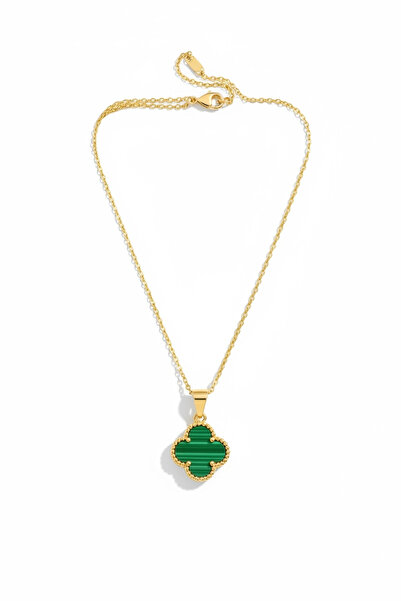 Hakan Güler Kuyumculuk 14 Ayar Altın Yeşil Yonca Kolye Uçlu Zincir-Şans ve Za...