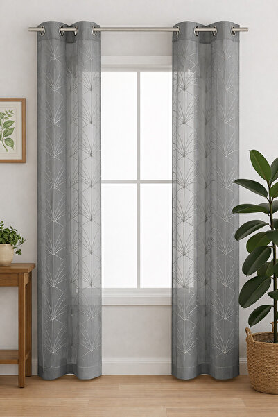 OEM Mia Grey Curtain 140x240 cm, elegant, fine and semi-transparent, ideal fo...