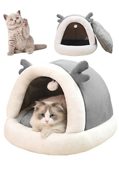 YANCI سرير قطط على شكل كهف وخيمة مع وسادة قابلة للإزالة والغسل مصنوعة من القط...