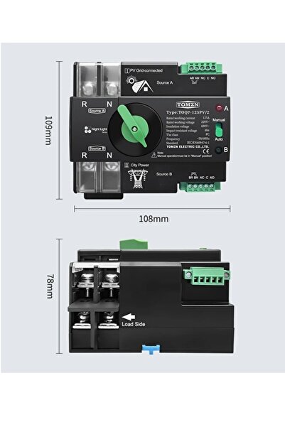 TOMZN Comutator automat transfer TOQ7, ATS Dual, 2P, 125A, 220V 230V, pentru ...