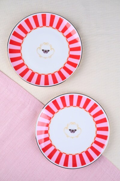 tabakevi Tabak Evi Porcelain Butterfly Collection Gold Gilded Cake Plate Red ...