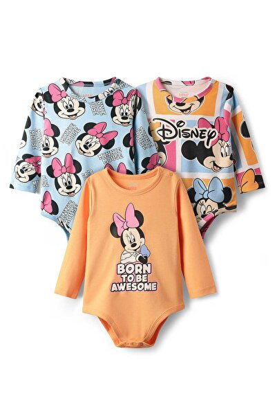 Babyhug Disney 100% Cotton Knit Onesies with Minnie Mouse & Family Prints, Pa...