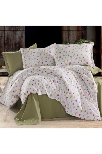 Pucioasa Set cearceafuri 4 piese 240x270 cm din bumbac 100% satinat, Flori de...