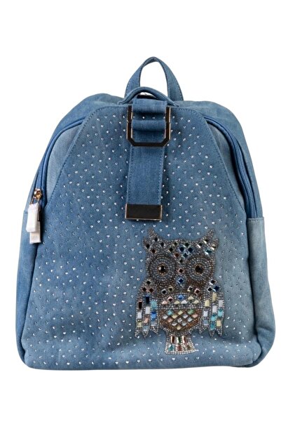 Guja C1079 Γυναικείο τσαντάκι πλάτης από τζιν με πέτρες, εισαγόμενο