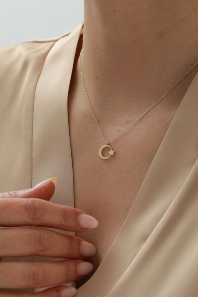 YAVUZ KUYUMCULUK 14 Ayar Altın Ay Yıldız Kolye