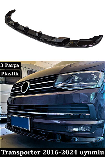 SML Dizayn VW Transporter Ön Lip Ek Karlık 2016-2024 3 Parça Plastik Parlak S...