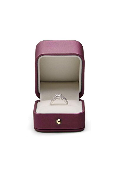 JZS Square Leather Ring Box Vintage Jewelry Ring Holder for Proposal Wedding Red