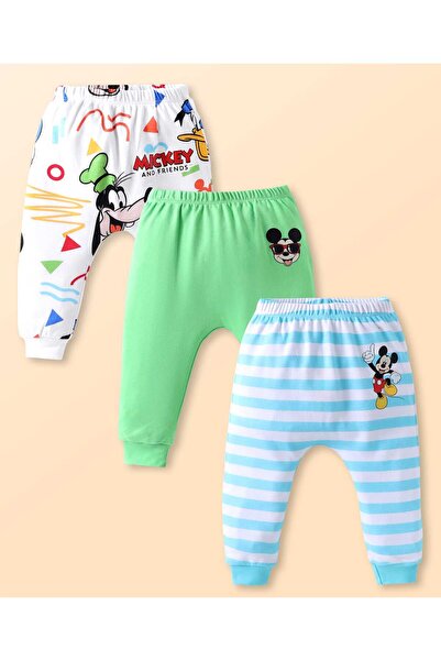Babyhug Disney Interlock Knit Diaper Leggings Mickey Mouse (Pack of 3) - Whit...