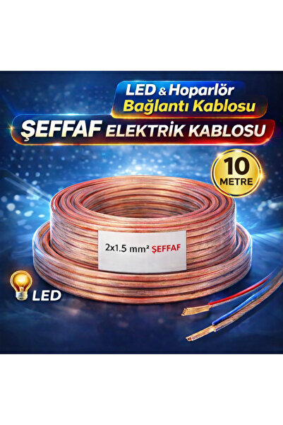 Poke 2x1.5 Şeffaf Elektrik Kablosu – LED - Hoparlör - Elektrik Bağlantı Kablo...