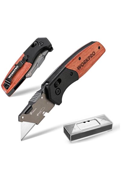 Workpro WP211035 Ağır Hizmet Çelik/Ahşap Gövde Katlanır Rötuş Maket Bıçağı + ...