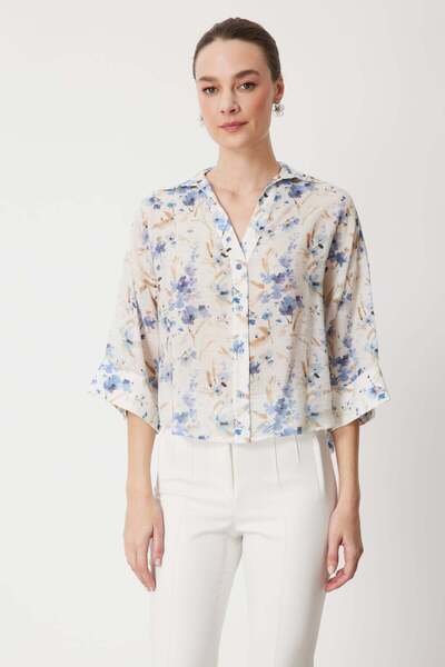 ON Yarım Kollu Desenli Gömlek