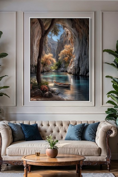 ARTAN GALLERY İtalyan Kadife Doğa Manzaralı Duvar Tablosu | Yağlı Boya Görünü...