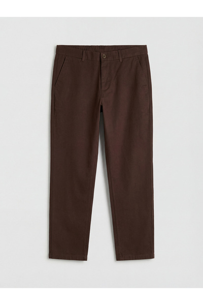 LC Waikiki Kahverengi Standart Kalıp Erkek Gabardin Pantolon