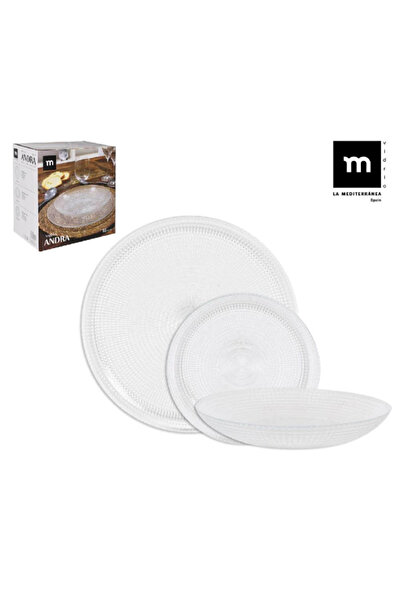 La Mediterranea Andra 18-piece dinnerware set, glass, round, Transparent color