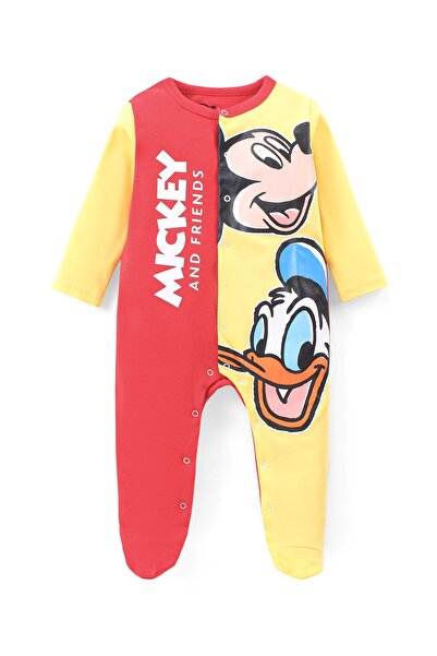 Babyhug Disney Interlock Knit Full Sleeve Footed Cut & Sew Sleep Suit Mickey ...