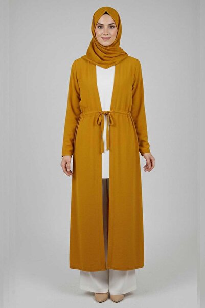 Tesettür Diyarı قماش ايروبين نسائي موسمي بقصة مريحة وحزام طويل - خردل