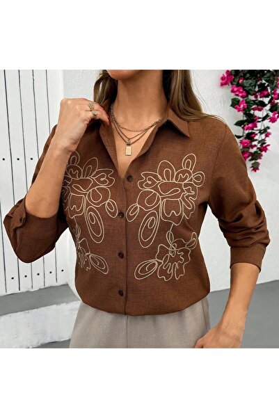 Basko fashion ΓΥΝΑΙΚΕΙΟ ΠΟΥΚΑΜΙΣΟ ΜΕ ΚΕΝΤΗΜΕΝΟ ΛΟΥΛΟΥΔΙ