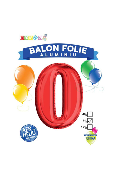 Robentoys Balon, Folie Aluminiu, Rosu, Cifra 0, 81 Cm