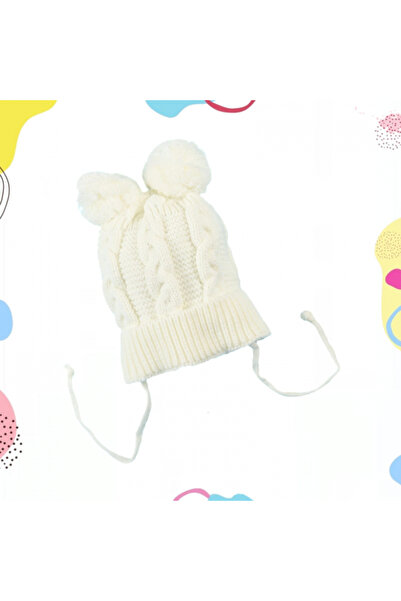 Micii Ștrumfi Căciulă tricotată pentru bebeluși 12-24 luni cu 2 pompoane
