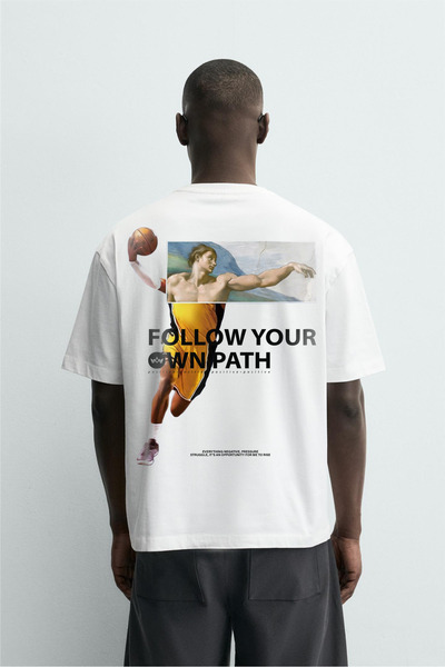 Butik Μπλουζάκι μπάσκετ με λεπτομερή γραφή Unisex oversized με τύπωμα