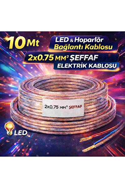 Poke 2x0.75 Şeffaf Elektrik Kablosu – LED - Hoparlör - Elektrik Bağlantı Kabl...