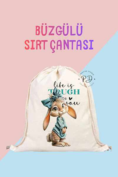 ÇANTA Cute Squirrel Printed Children's Special Drawstring Linen Backpack