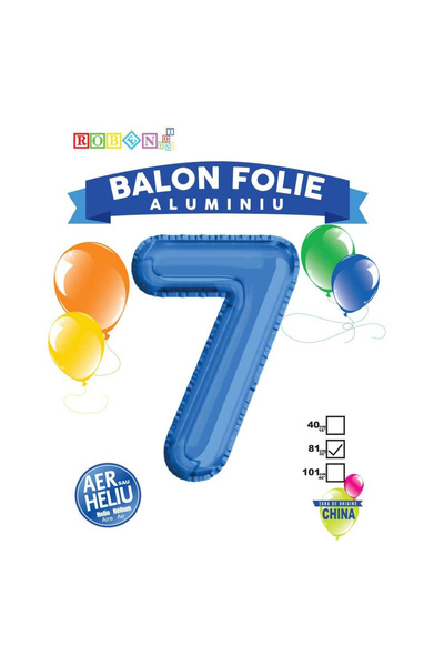 Robentoys Balon, Folie Aluminiu, Albastru, Cifra 7, 81 Cm