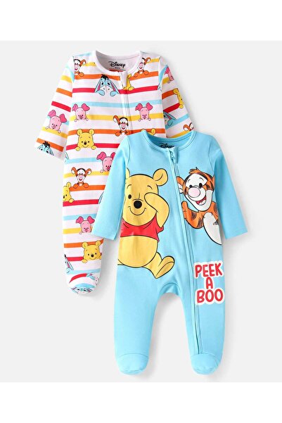 Babyhug Disney أطقم نوم محبوكة بأقدام، بنقشة ويني وأصدقائه (عبوة من قطعتين) -...