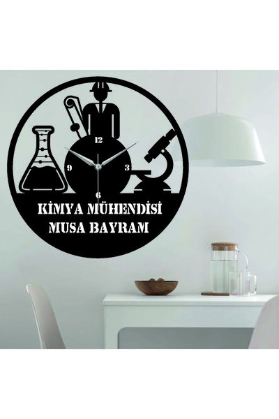 hediyelikevi Kimya Mühendisi Temalı Ahşap Duvar Saati