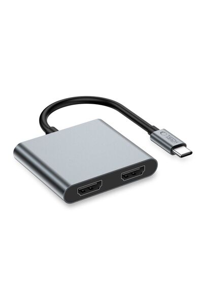 Tech-Protect HB08 Aluminum 4-in-1 USB-C Hub with Dual HDMI 4K, USB-A, and 100...