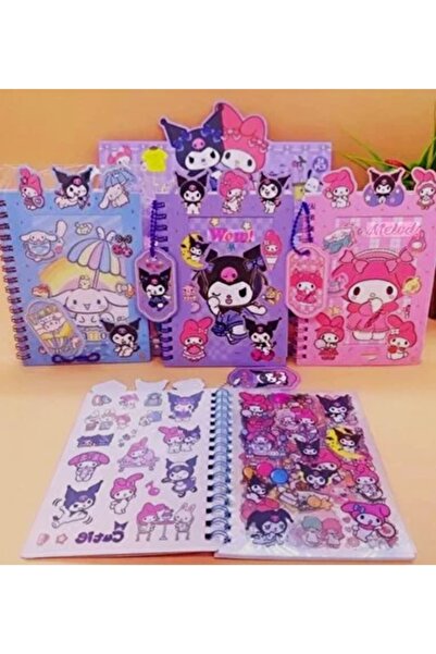 Digermak Kuromi My Melodi Cinnamoroll Sticker Defter 16 Sayfa Sticker 8 Sayfa...