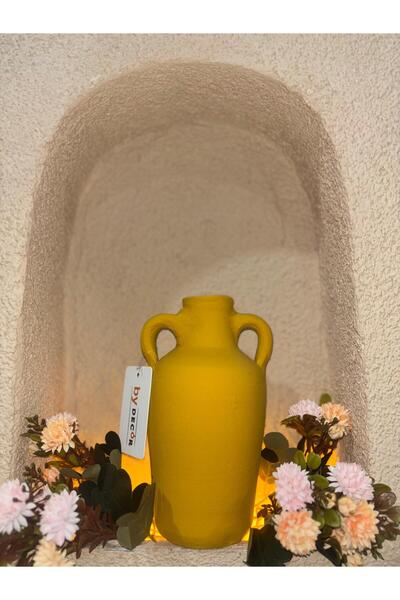 Ekodoğa 15 Cm Toprak Vazo Biblo Küçük Kulplu Su Testisi Dekoratif Çömlek Süs ...