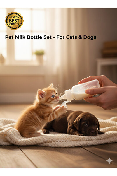 HOOFSANDPAWSVET Yavru Kedi & Köpek Biberon Seti - Özel Temizleme Fırçalı, Has...