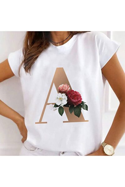 Kartier Tricou alb pentru femei cu litera A a alfabetului
