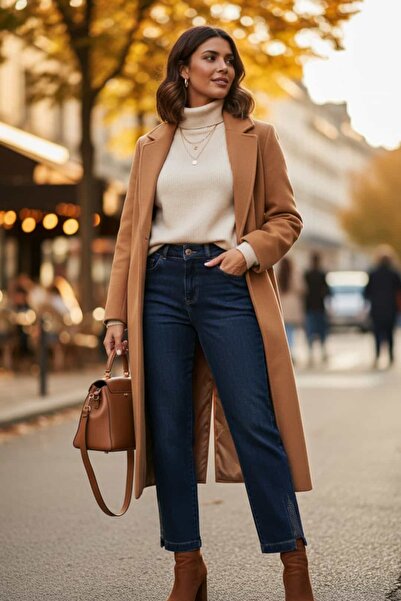 Yağmur Butik Blugi Mom cu talie elastică și detalii cu aspect de piatră la ta...