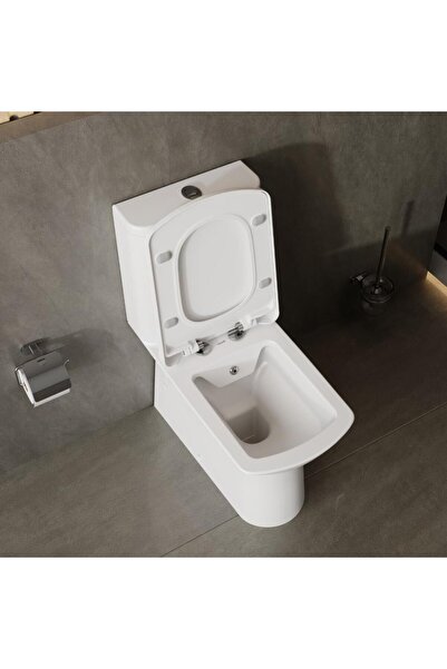 Creavit Nova Beyaz Kanalsız Duvara Sıfır Klozet Takımı NV361, Lara Yavaş Kapak