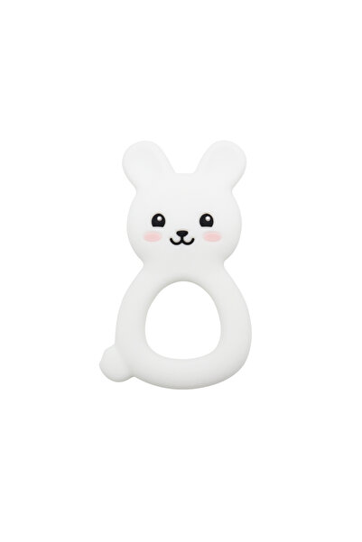 Zenva Silicone Teething Toy, Ring - Bunny, White