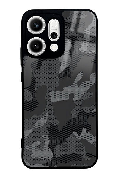 Spoyi غطاء هاتف أوبو رينو 14 بتصميم أسود لامع بنمط التمويه