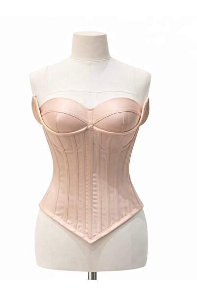 MODA Bej Korse Saten Bağcıklı