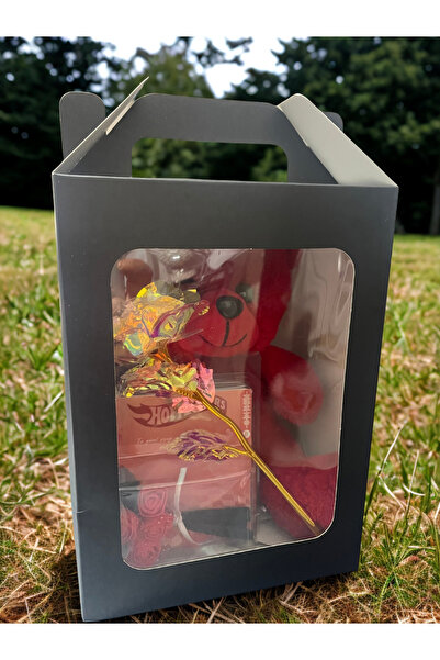 Mrt Hediyelik Kutulu Peluş Ayıcık Love Flowers Ve Sonsuzluk Gülü Set